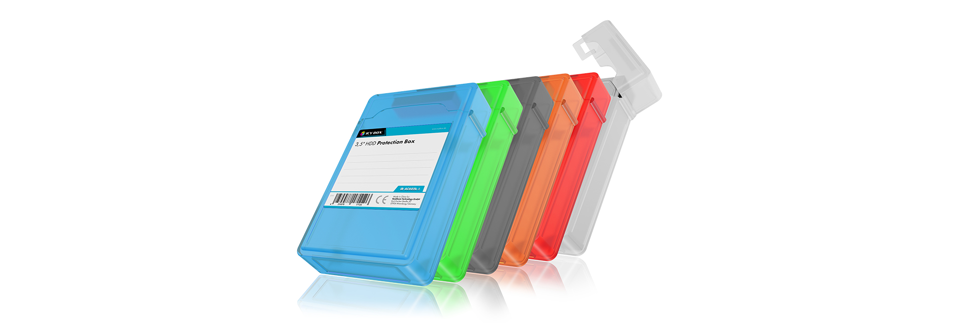 ICY BOX IB-AC602b-6 Pouch case Plastic Blue, Green, Grey, Orange, Red, White
