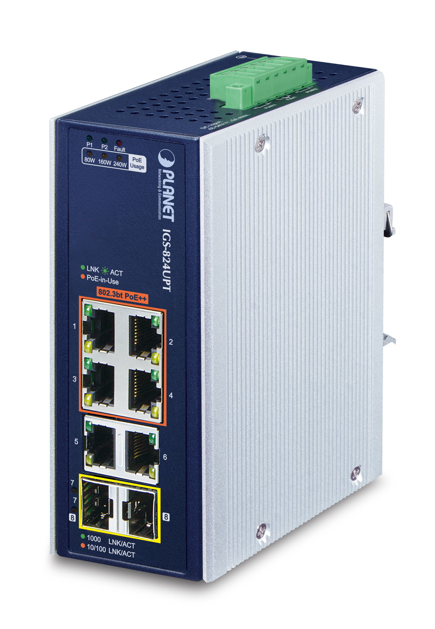 Image of PLANET IP30 Industrial 4-Port Unmanaged Gigabit Ethernet...