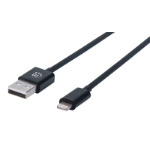 Manhattan Charge & Sync LightningÂ® Cable, USB-A to Lighting, 0.5m, Male to Male, MFI Certified, 480 Mbps (USB 2.0), Black, Polybag