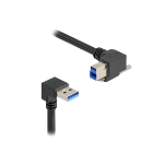 DeLOCK USB 5 Gbps Cable USB Type-A male 90° downwards angled to USB Type-B male with screw 90° right angled 1 m black