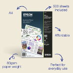 Epson A4 Inkjet Business Paper 80gsm, 500 sheets