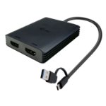 i-tec CADUAL4KHDMI videokabeladapter 0,27 m USB Type-A/USB Type-C 2 x HDMI Svart