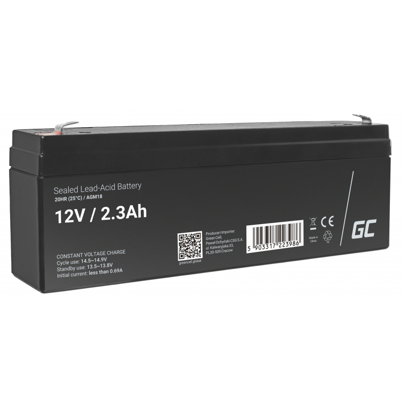 EU Product - 12V 2.3Ah VRLA Battery - Maintenance-Free for Alarms & Toys