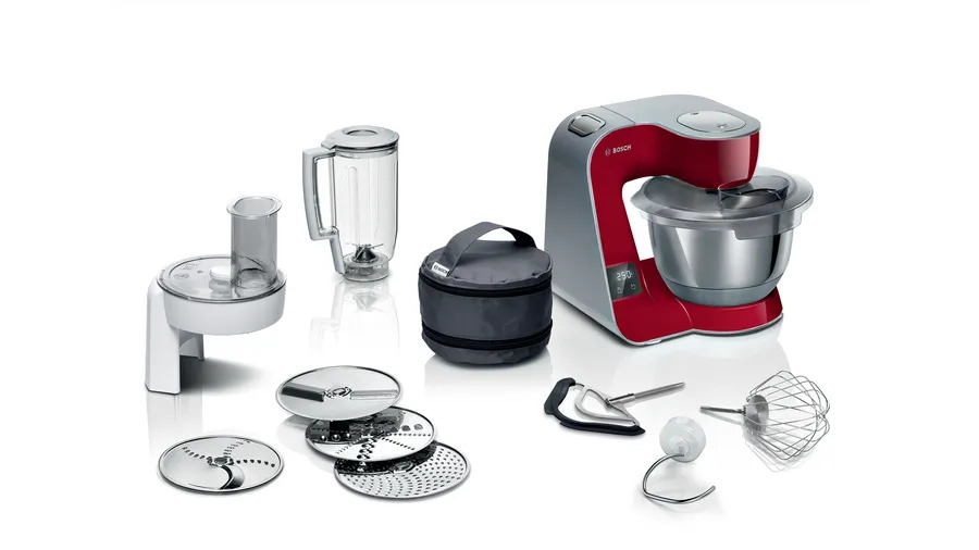 Bosch MUM5X720 matberedare 1000 W 3,9 l Röd, Silver Inbyggd våg