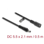 DeLOCK DC Extension Cable 5.5 x 2.1 mm male to female with bayonet lock 18 AWG 0.5 m black