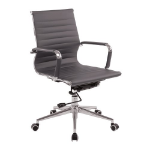 NAUTILUS Designs Aura Contemporary Medium Back Bonded Leather Executive Office Chair With Fixed Arms Grey - BCL/8003/GY DD