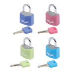 MASTER LOCK Hangslot met 20 mm breed bekleed massief huis, verschillende kleuren; verpakking van 4