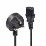 Lindy 1m UK 3 Pin Plug to IEC C13 Mains Power Cable, Black