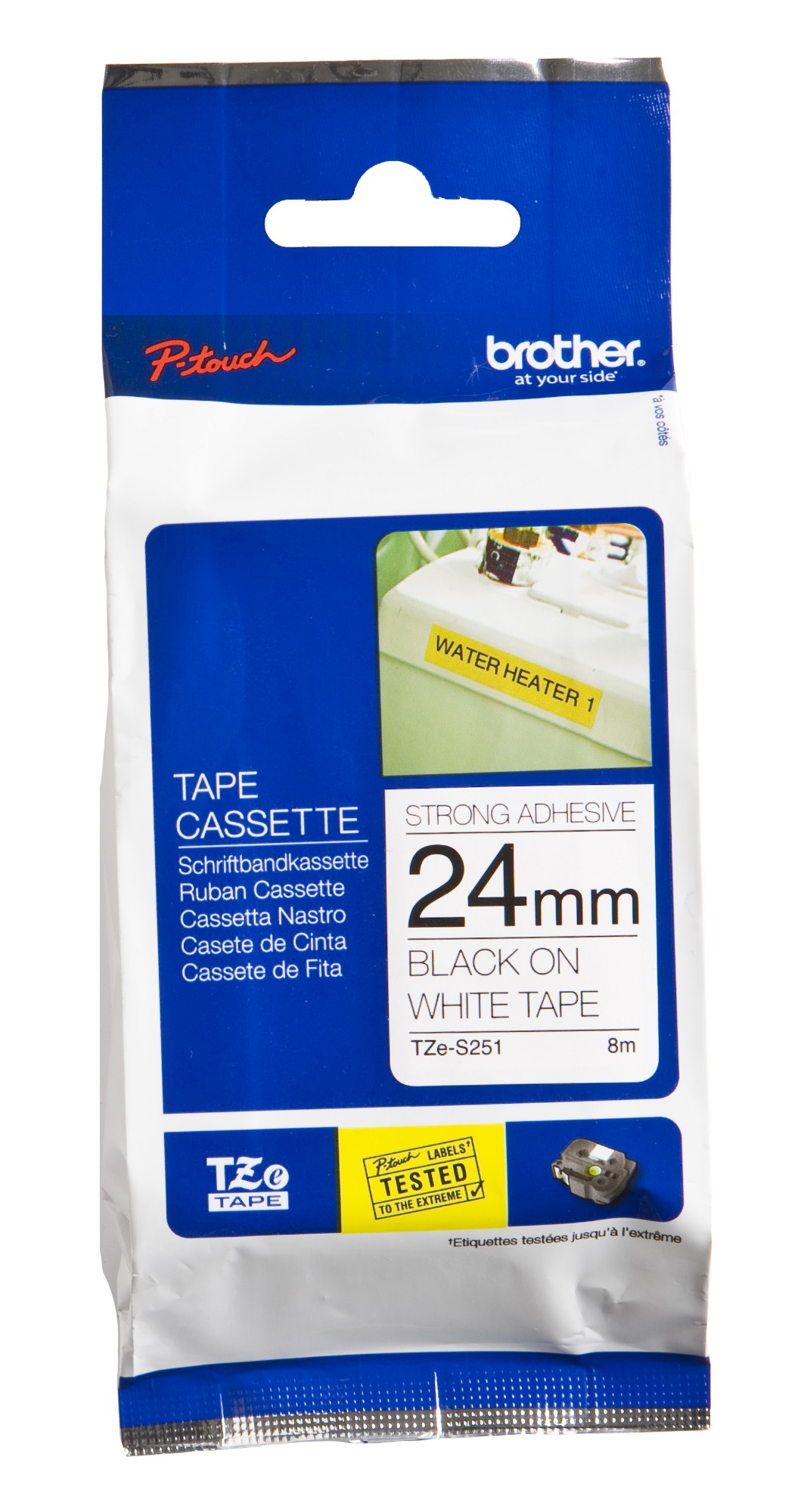 Brother TZE-S251 DirectLabel black on white extra strong Laminat 24mm x 8m for Brother P-Touch TZ 3.5-24mm/HSE/36mm/6-24mm/6-36mm