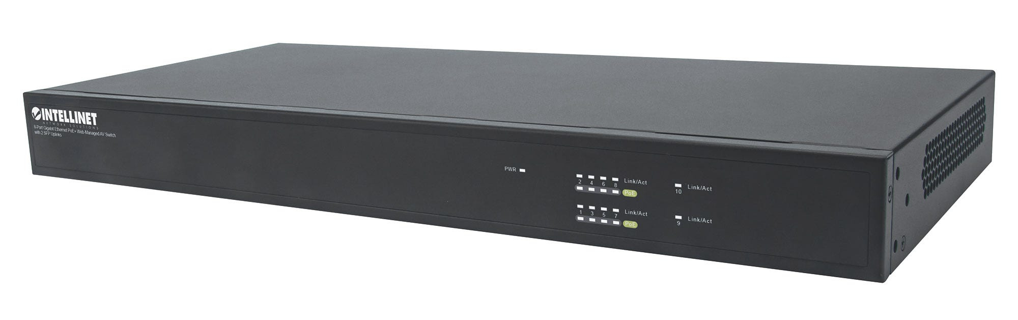 Intellinet 8-Port Gigabit Ethernet PoE+ Web-Managed AV Switch with 2 S