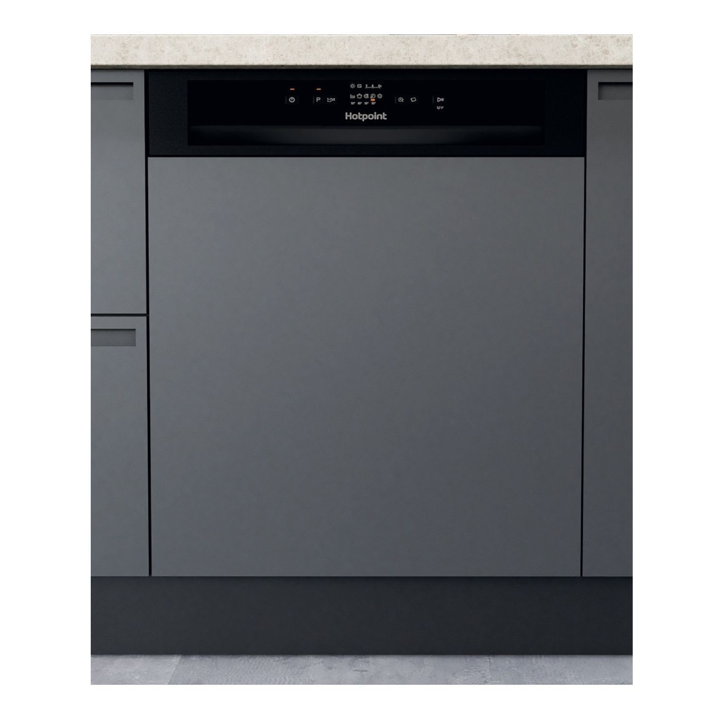 Hotpoint Semi-Integrated Dishwasher - Black Quick Wash
