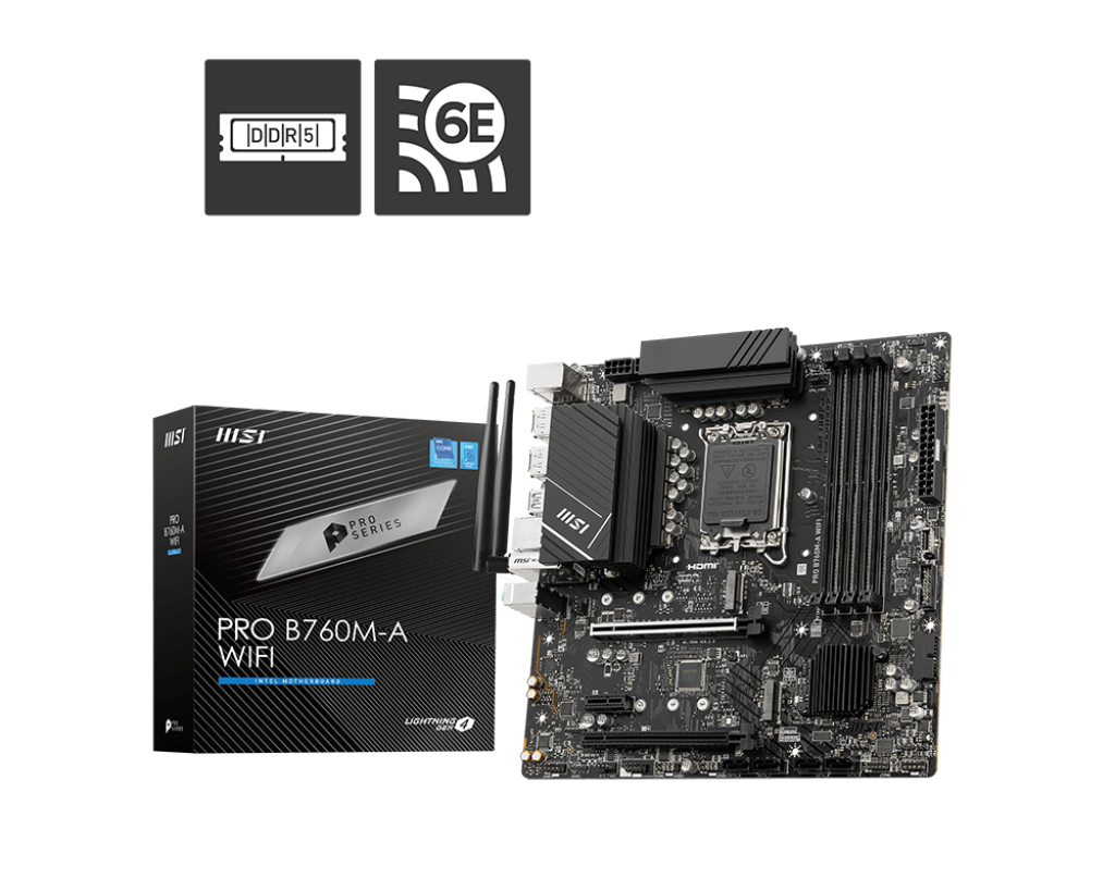 Image of MSI PRO B760M-A WIFI motherboard Intel B760 LGA 1700 micro ATX