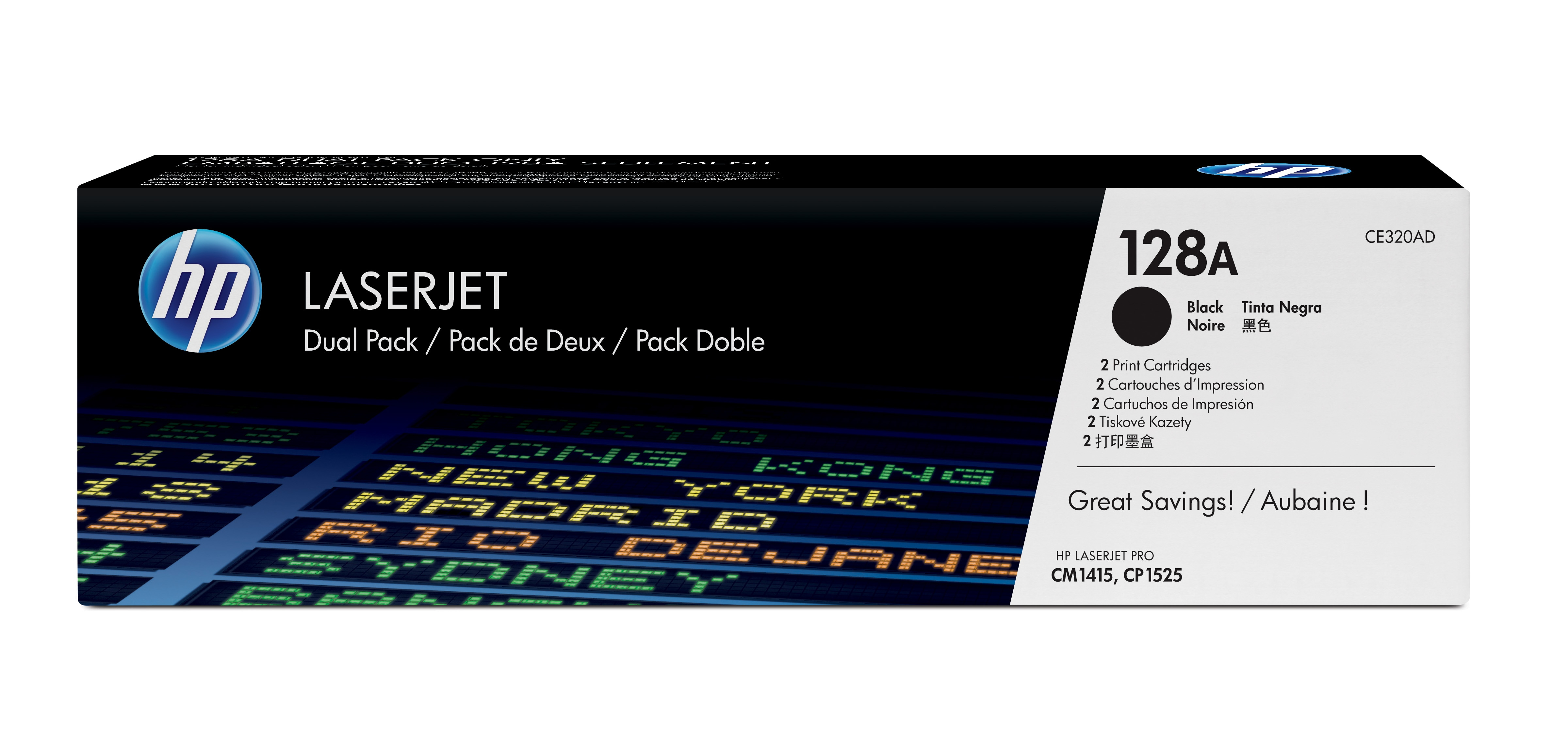 Image of HP CE320AD/128A Toner black twin pack, 2x2K pages/5% Pack=2 for HP...