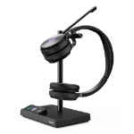 Yealink WH62 Dual Teams Systèmes de conférences audio personnelle Sans fil Arceau Bureau/Centre d'appels Micro-USB Socle de chargement Noir