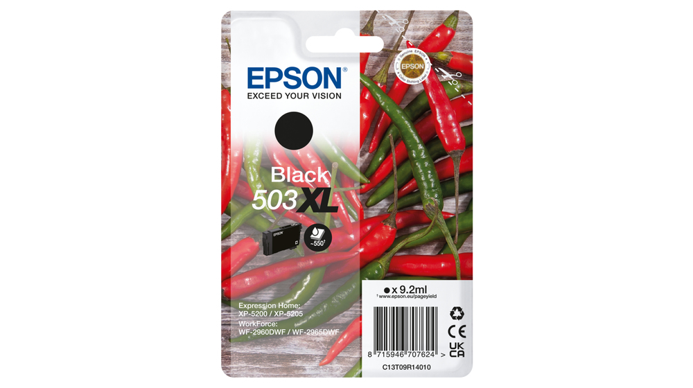 Image of Epson C13T09R14010/503XL Ink cartridge black high-capacity, 550...