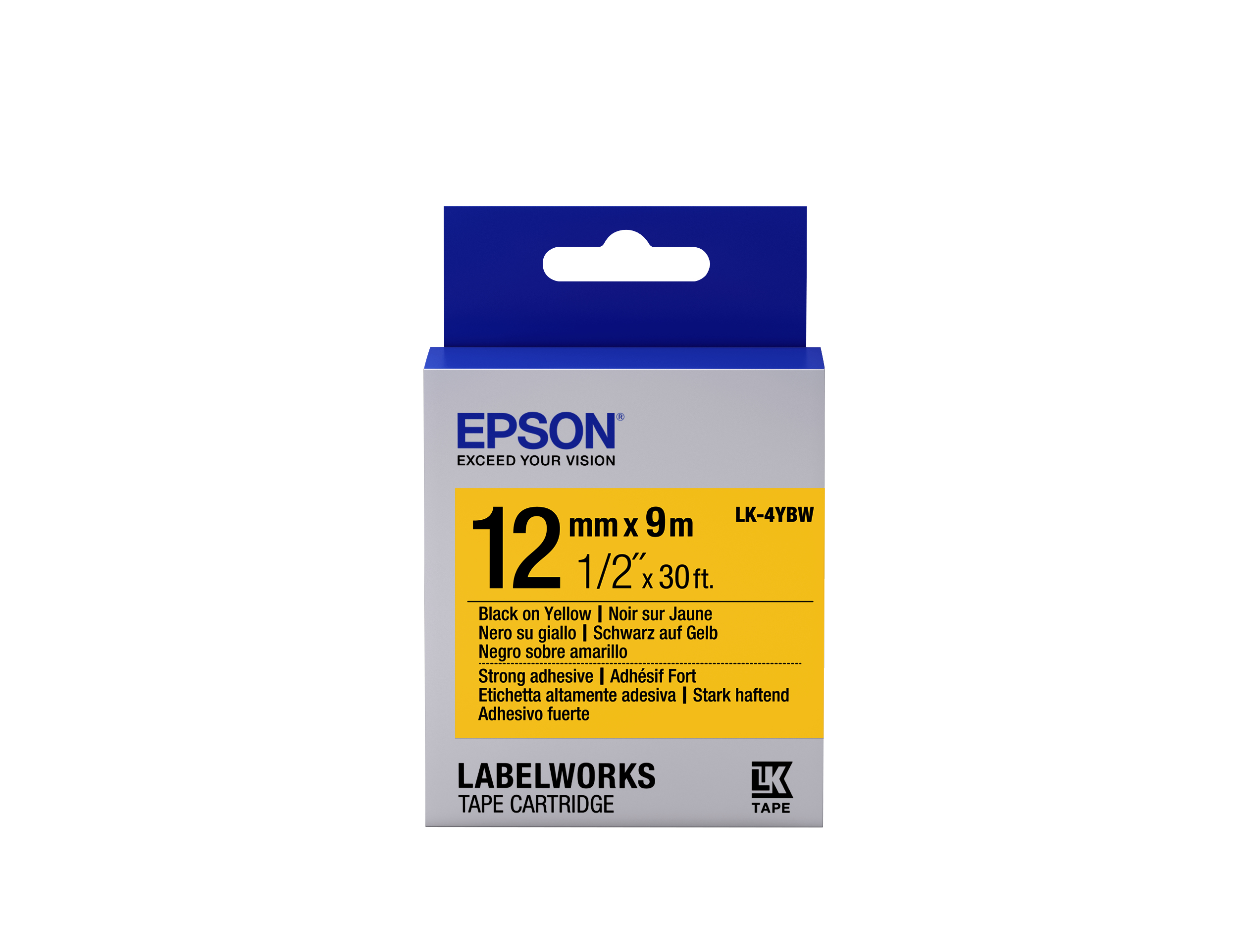 Image of Epson C53S654014/LK-4YBW Ribbon black on yellow extra adhesive...