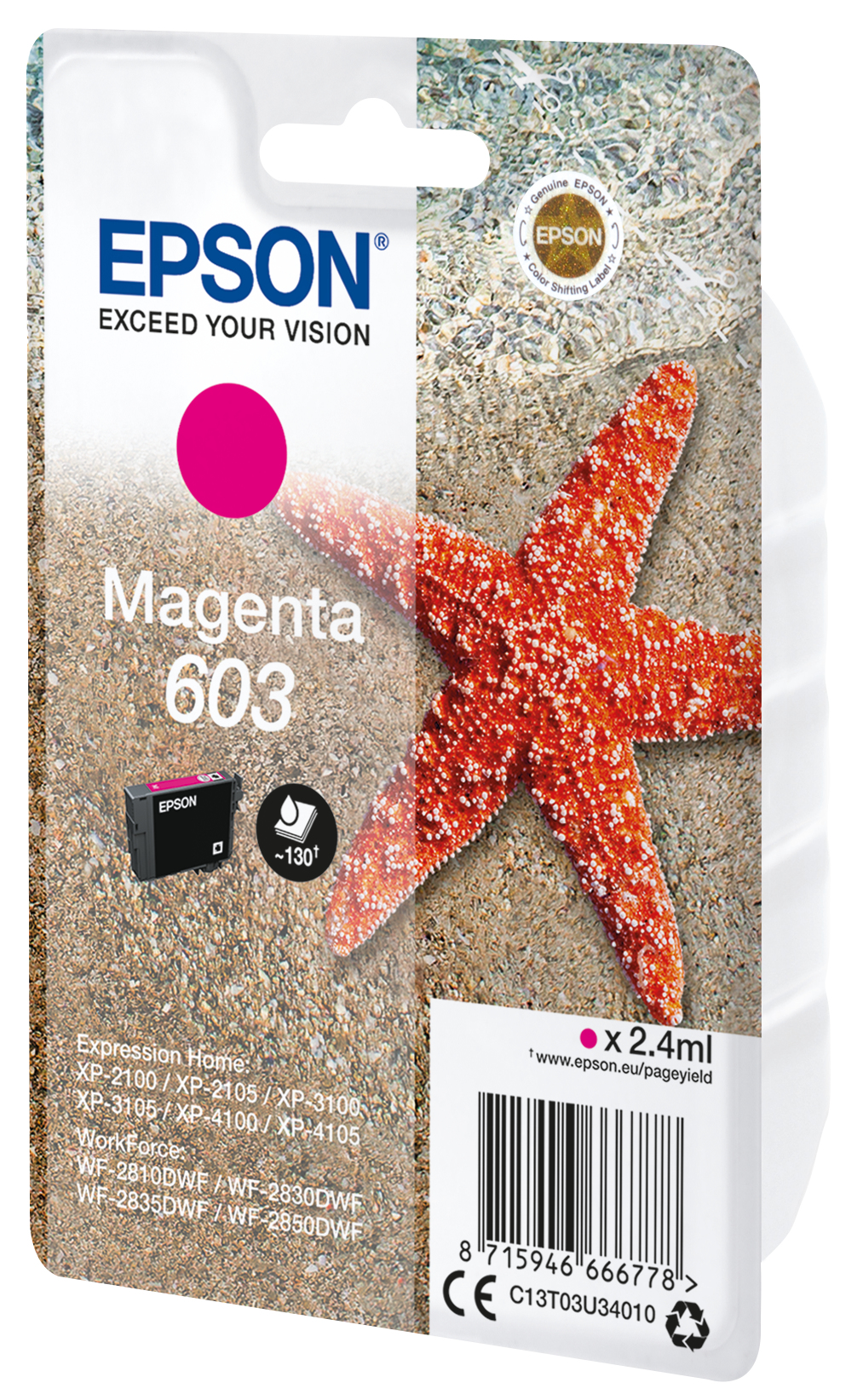 Epson C13T03U34010/603 Ink cartridge magenta, 130 pages 2,4ml for Epson XP 2100