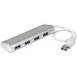 StarTech.com ST43004UA interface hub USB 3.2 Gen 1 (3.1 Gen 1) Type-A 5000 Mbit/s Silver, White