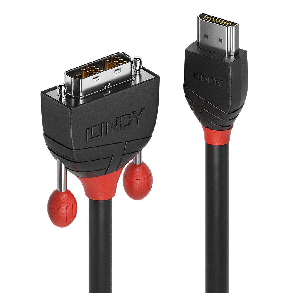 Image of Lindy 5m HDMI to DVI Cable, Black Line