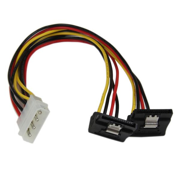 Image of StarTech.com 12in LP4 to 2x Right Angle Latching SATA Power Y...