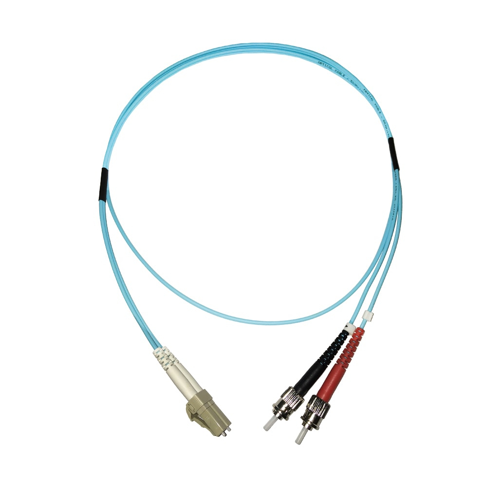 Videk 50/125 OM4 LC to ST Duplex Fibre Optic Patch Cable Aqua 0.5Mtr