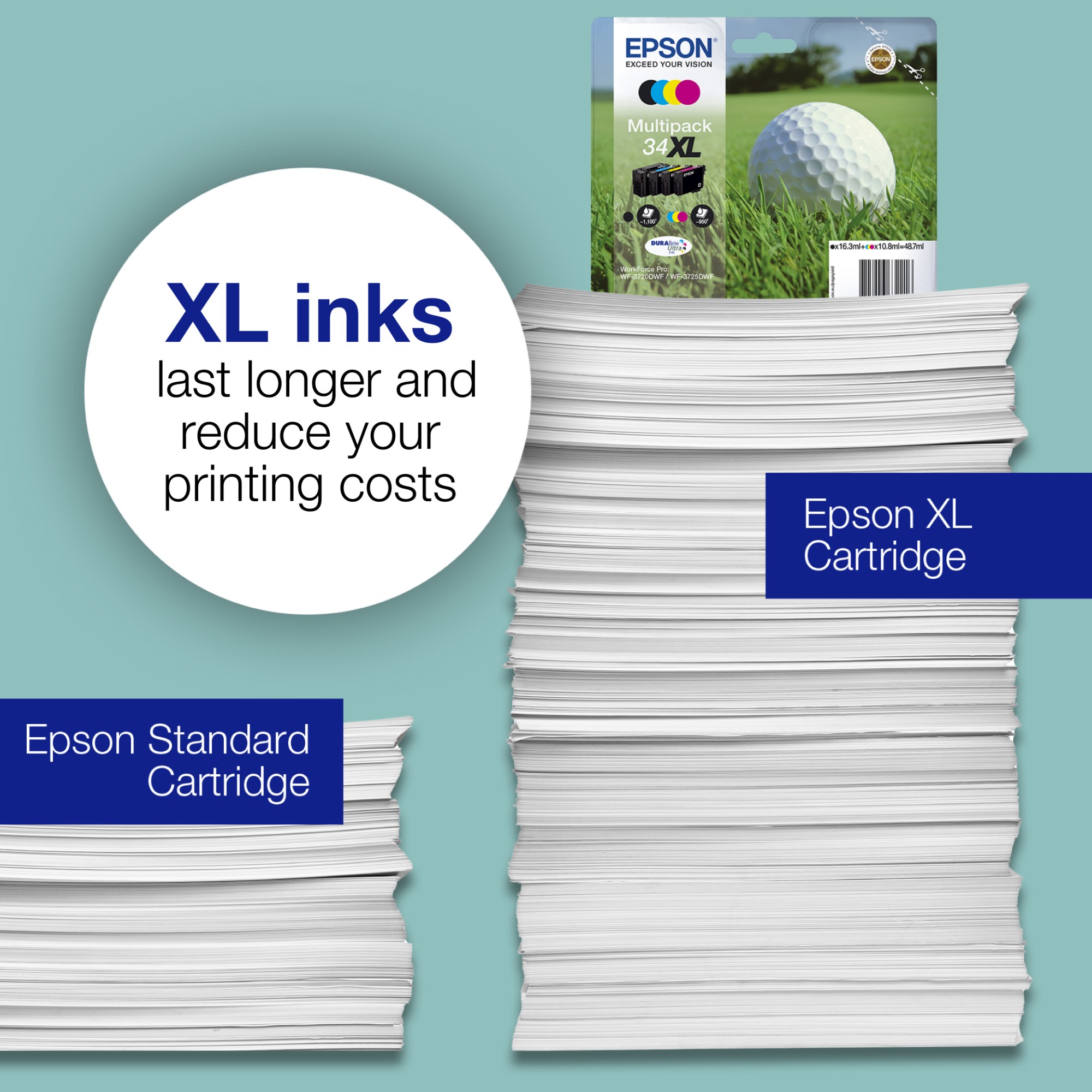 Epson 34XL Golf Ball DURABrite Ultra Ink Cartridge High Yield Black C13T34714010