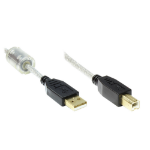 Alcasa 2510-3TQ USB-kabel 3 m USB 2.0 USB A USB B Zwart