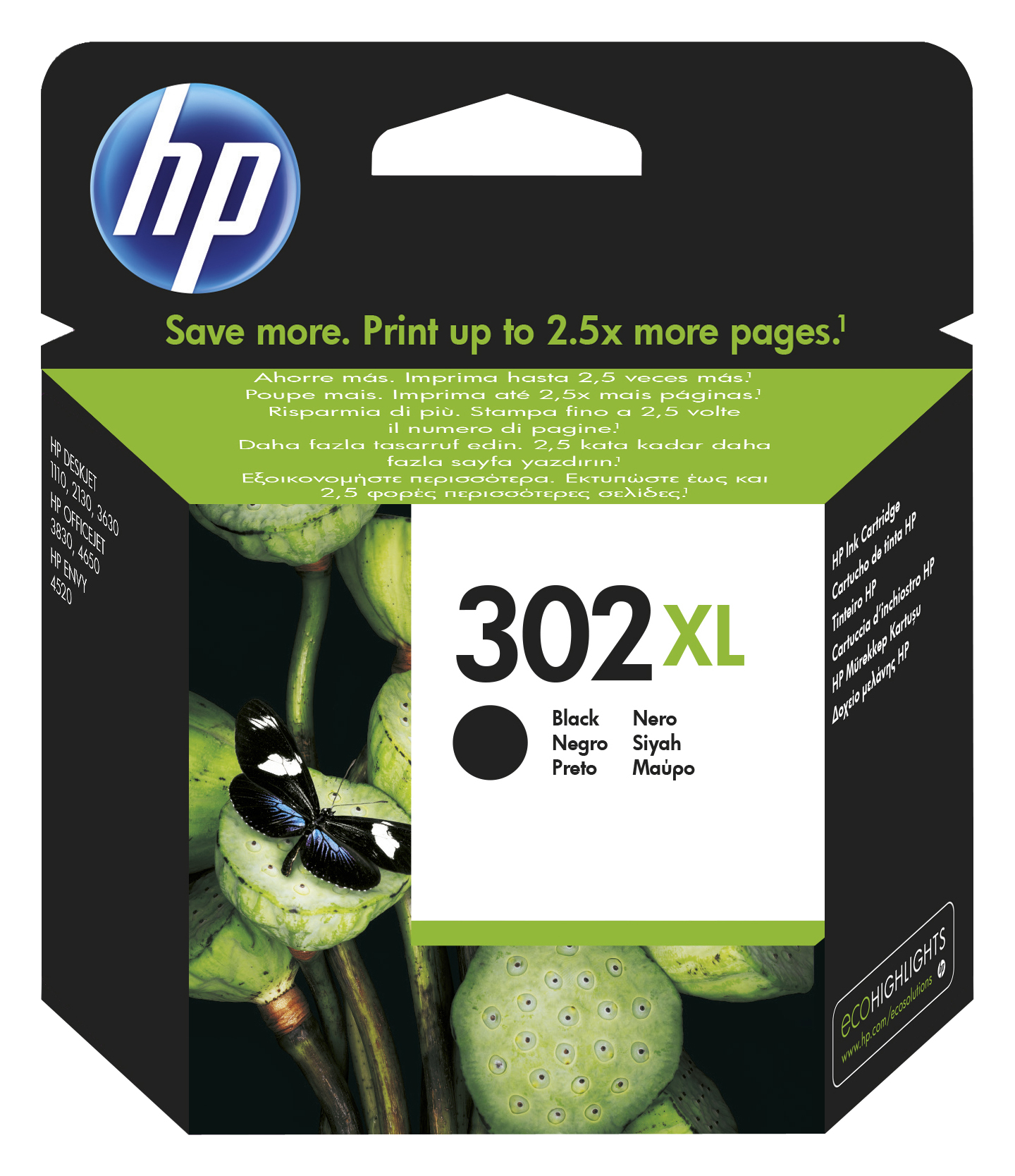 HP 302XL Ink Cartridge High Yield Black F6U68AE