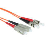 ACT 50 meter LSZH Multimode 50/125 OM2 glasvezel patchkabel duplex met SC en ST connectoren