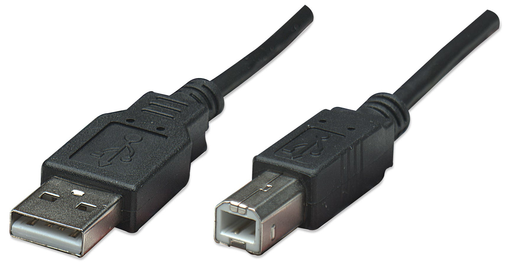 Manhattan USB-A to USB-B Cable, 0.5m, USB 2.0, 480 Mbps, Hi-Speed USB, Black, Lifetime Warranty, Equivalent to USB2HAB50CM
