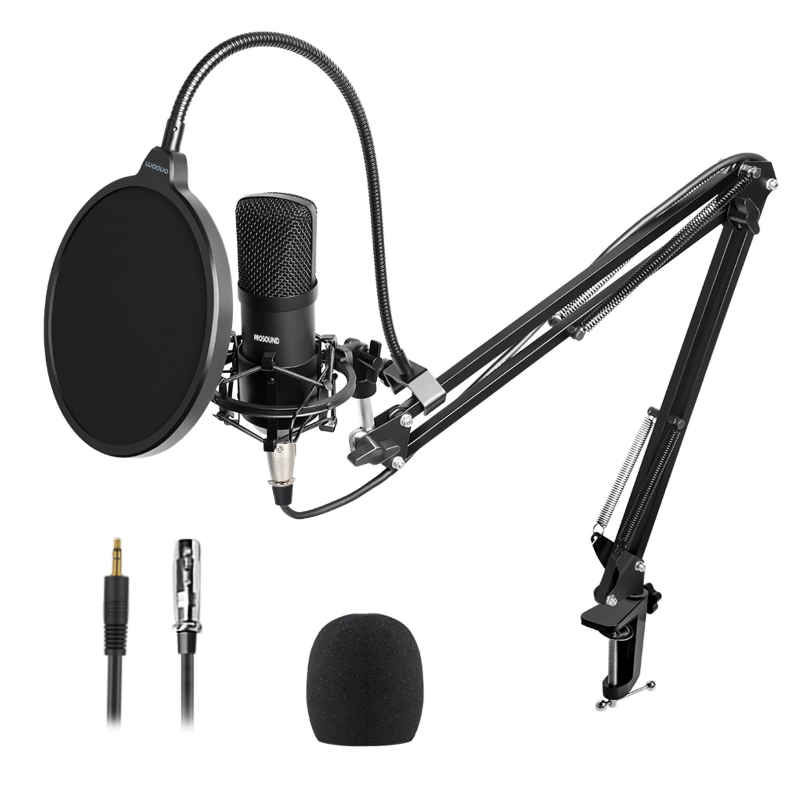 ProSound XLR to 3.5mm Microphone with Boom Arm Kit Condenser Cardioid Polar Pattern