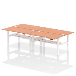 Dynamic Air Back-to-Back W1600 x D800mm Height Adjustable Sit Stand 4 Person Bench Desk With Cable Ports Beech Finish White Frame - HA02362 DD