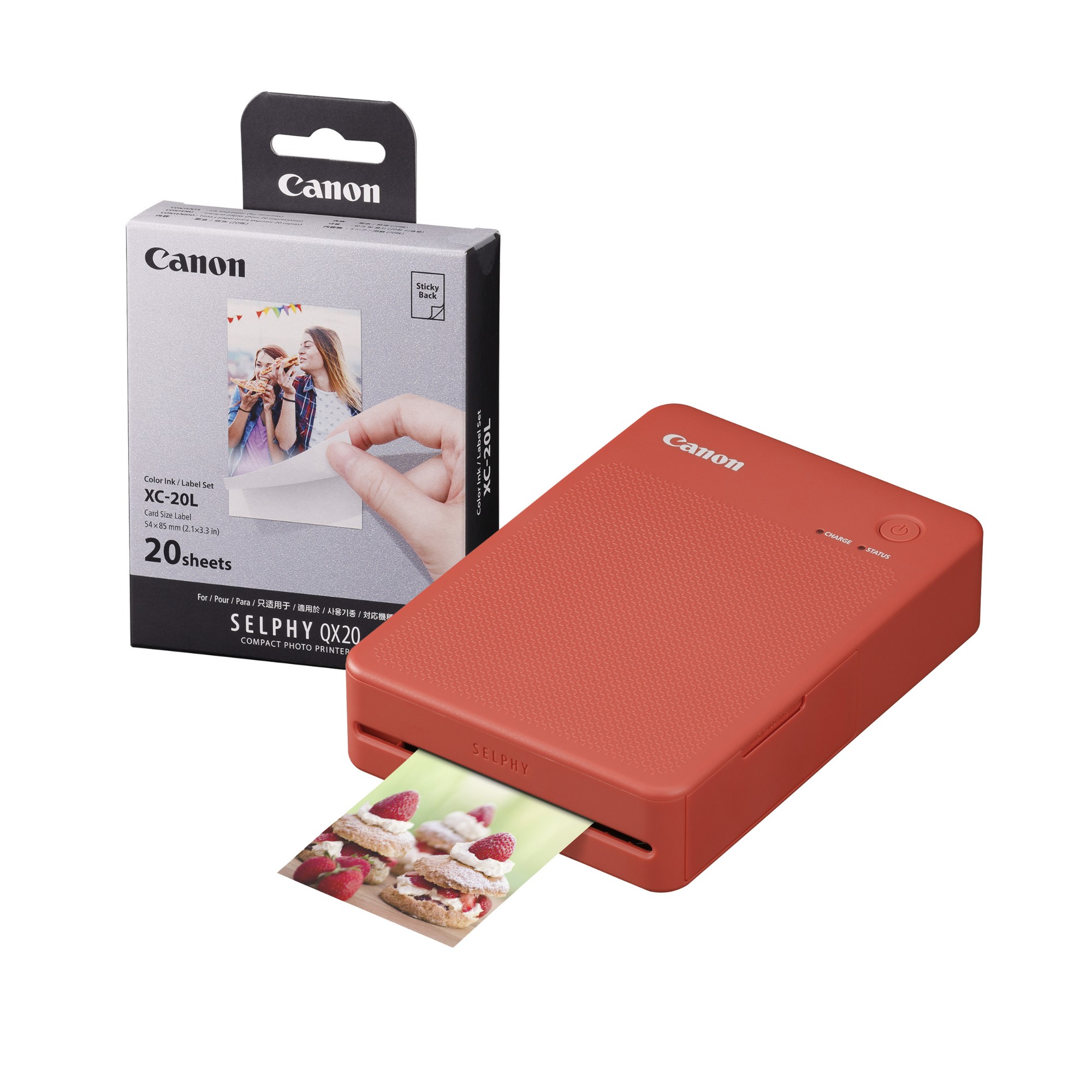 Canon Selphy QX20 Instant Photo Printer - Terracotta Red - Printer + 2