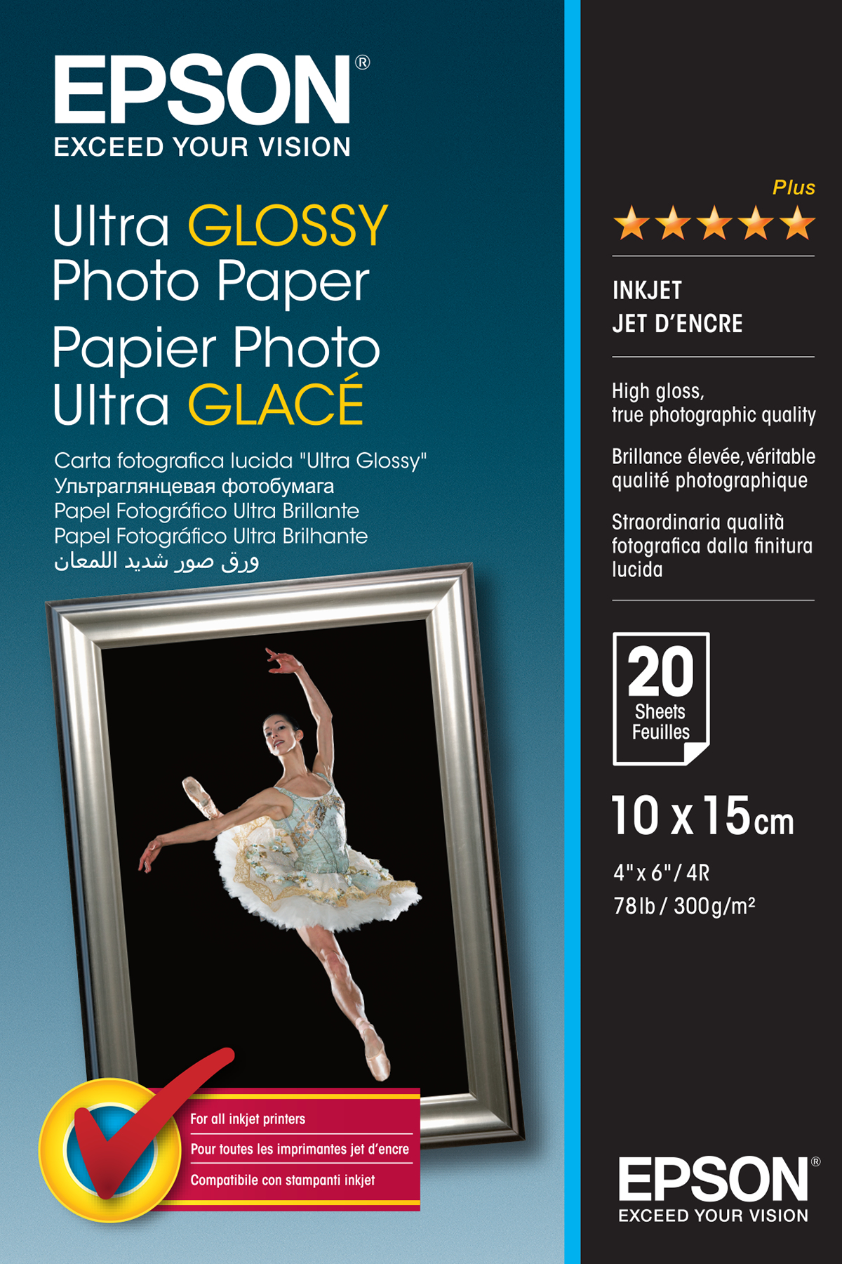 Image of Epson Ultra Glossy Photo Paper - 10x15cm - 20 Sheets