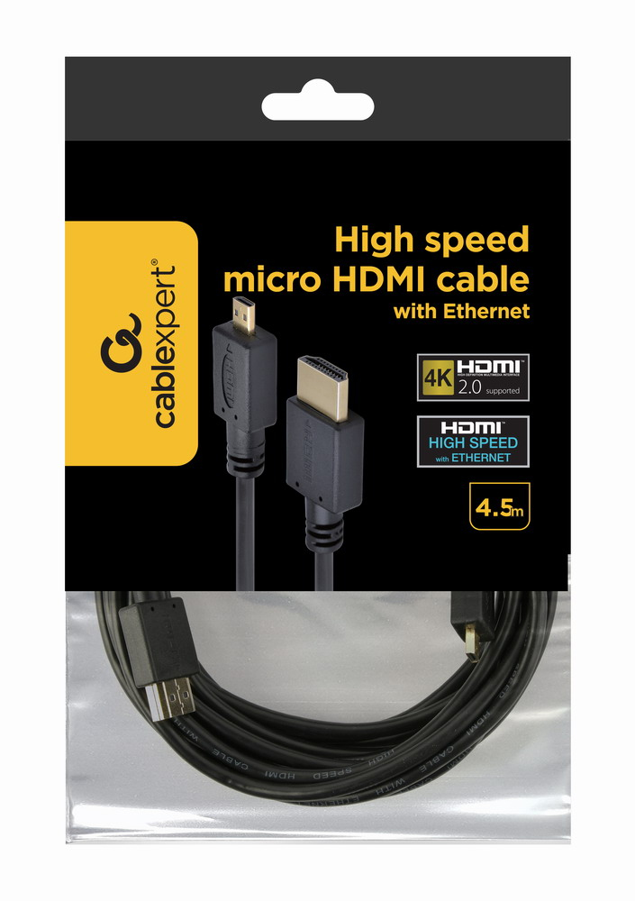 Gembird 4.5m HDMI-M/micro HDMI-M HDMI cable HDMI Type A (Standard) HDMI Type D (Micro) Black