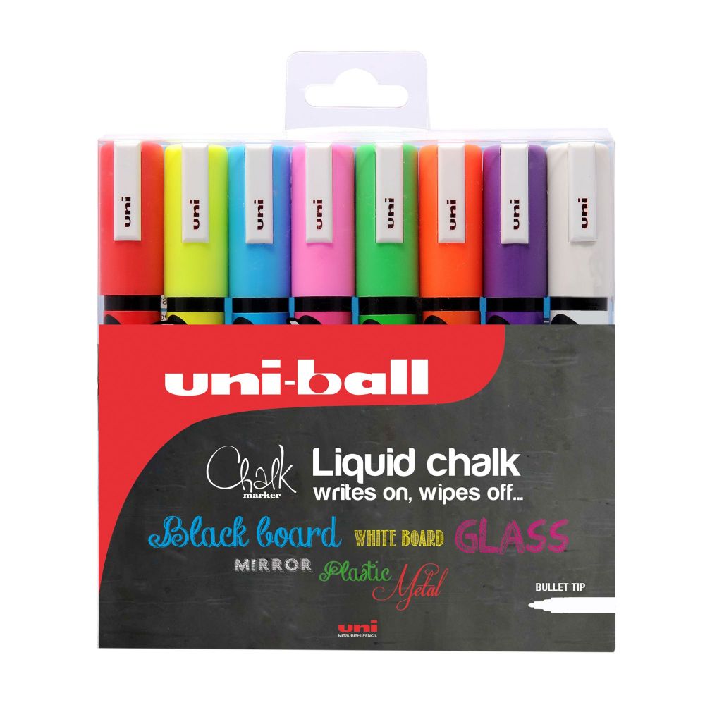 8 Pack Assorted Colours Chalk Markers Medium Tip 1.8-2.5mm thumbnail