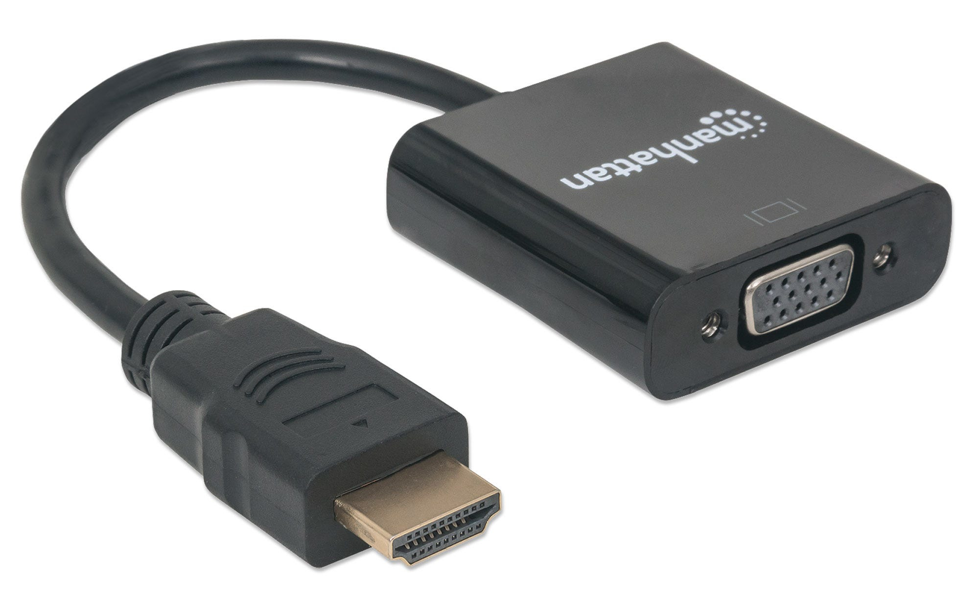 Manhattan HDMI to VGA Converter cable, 1080p, 30cm, Male to Female, Optional USB Micro-USB Power Port, Black, Polybag