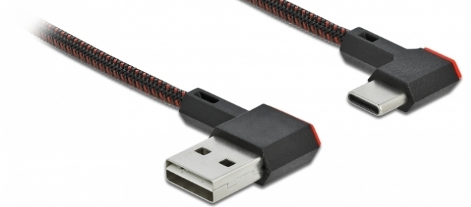 DeLOCK EASY-USB 2.0 Cable Type-A male to USB Type-Câ„¢ male angled left / right 0.2 m black