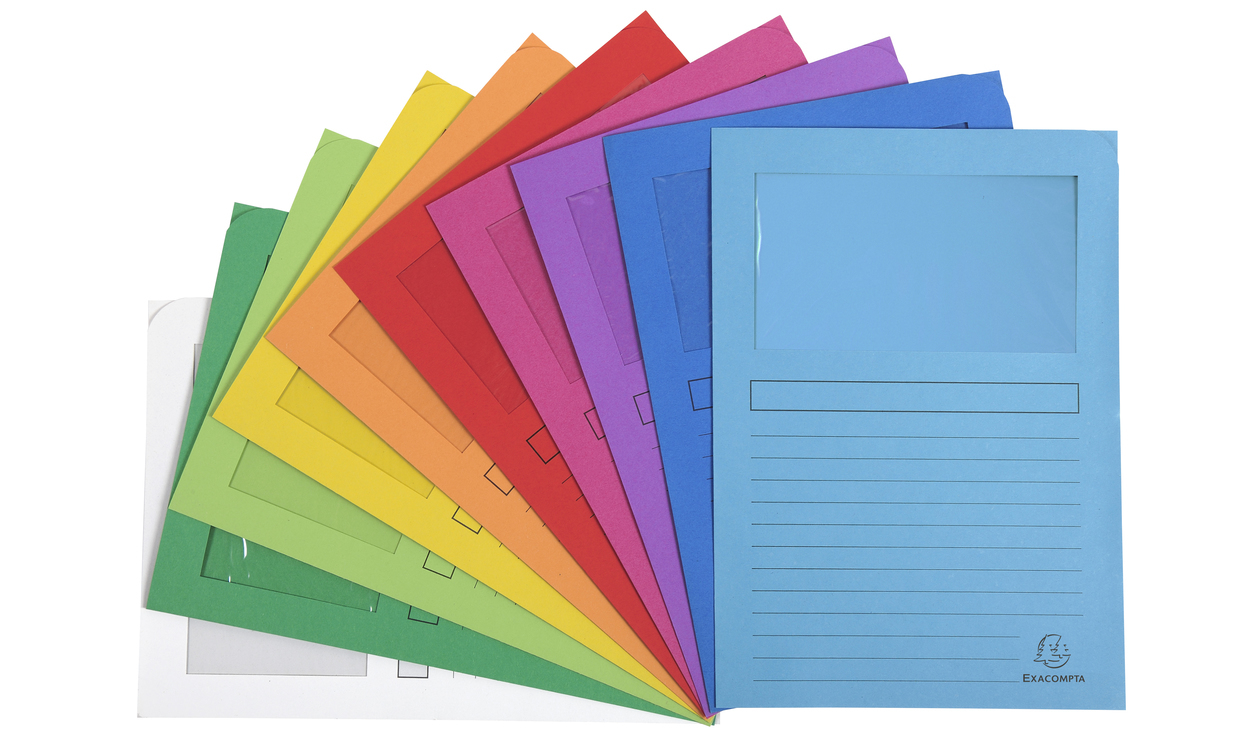 Exacompta Forever Bright Window Files A4 Assorted (Pack of 100) 50100E