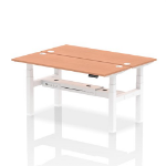 Dynamic Air Back-to-Back W1600 x D600mm Height Adjustable Sit Stand 2 Person Bench Desk With Cable Ports Beech Finish White Frame - HA02182 DD