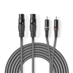 Nedis COTH15230GY15 audio cable 1.5 m 2 x XLR (3-pin) 2 x RCA Grey