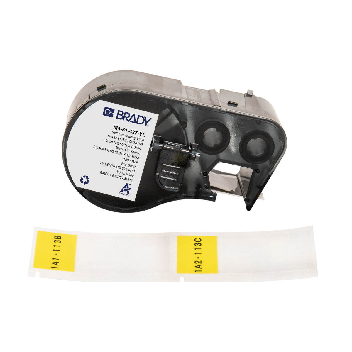 Image of Brady M4-51-427-YL printer label Black. Yellow Self-adhesive printer l