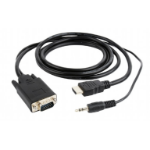 Gembird CC-DP-HDMI-5M video cable adapter HDMI + 3.5mm VGA (D-Sub) Black