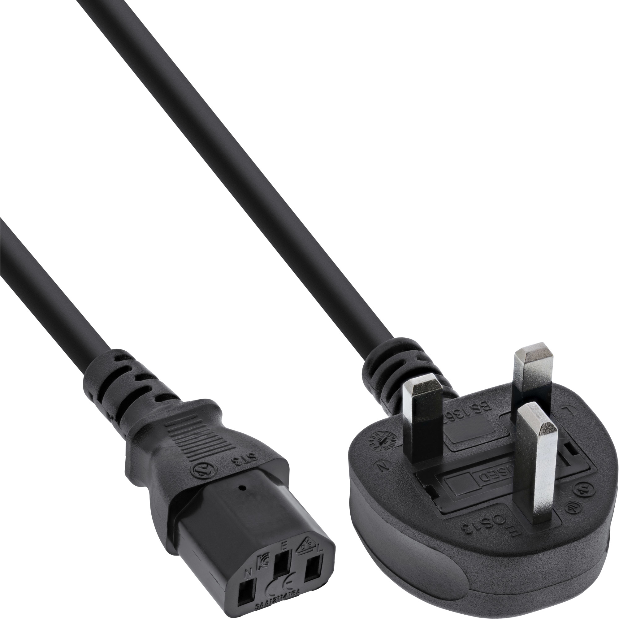 Image of InLine power cable England male / 3pin IEC C13 male, 1.8m