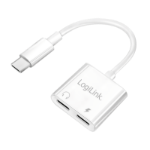 LogiLink USB-C Audio adapter, USB-C/M to 2x USB-C/F, 60W PD, white