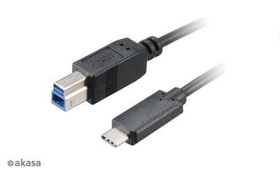Akasa USB A/B, 100cm USB cable 1 m USB 3.2 Gen 2 (3.1 Gen 2) USB C USB B Black