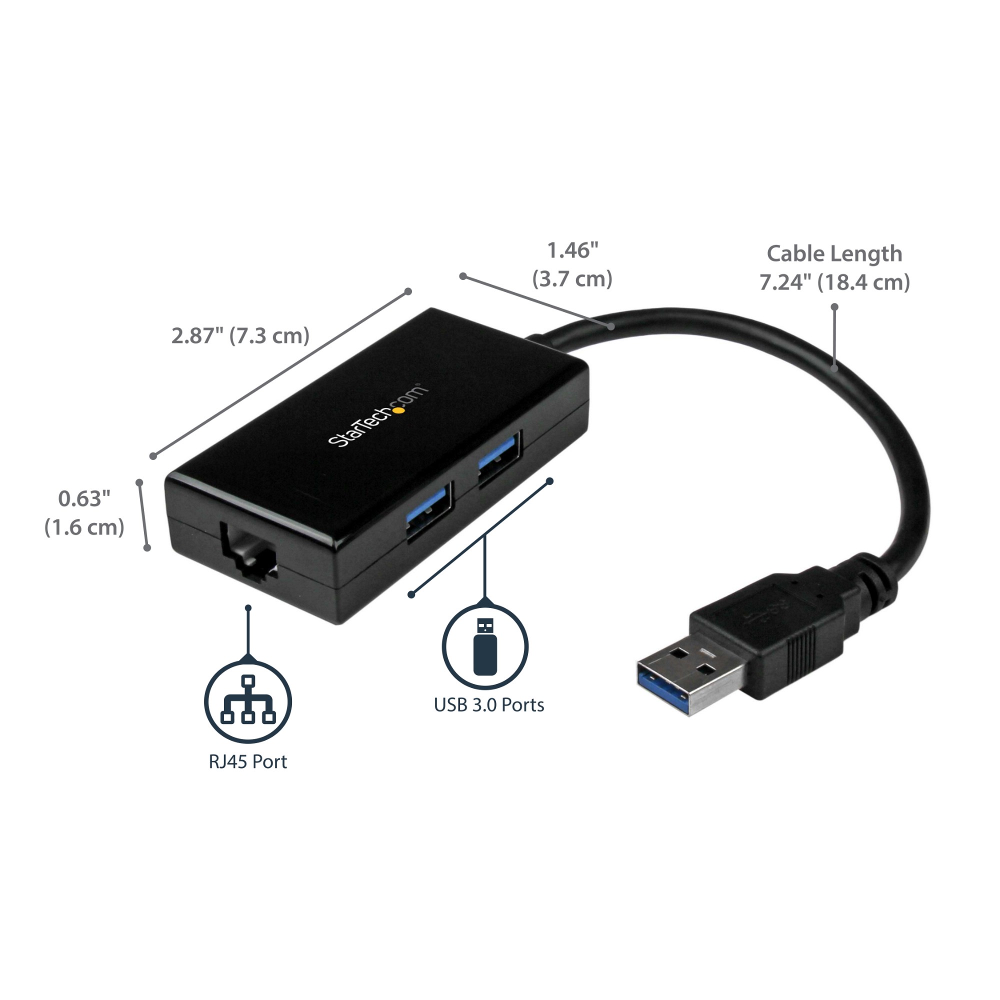 StarTech.com USB 3.0 to Gigabit Network Adapter with Built-In 2-Port USB Hub