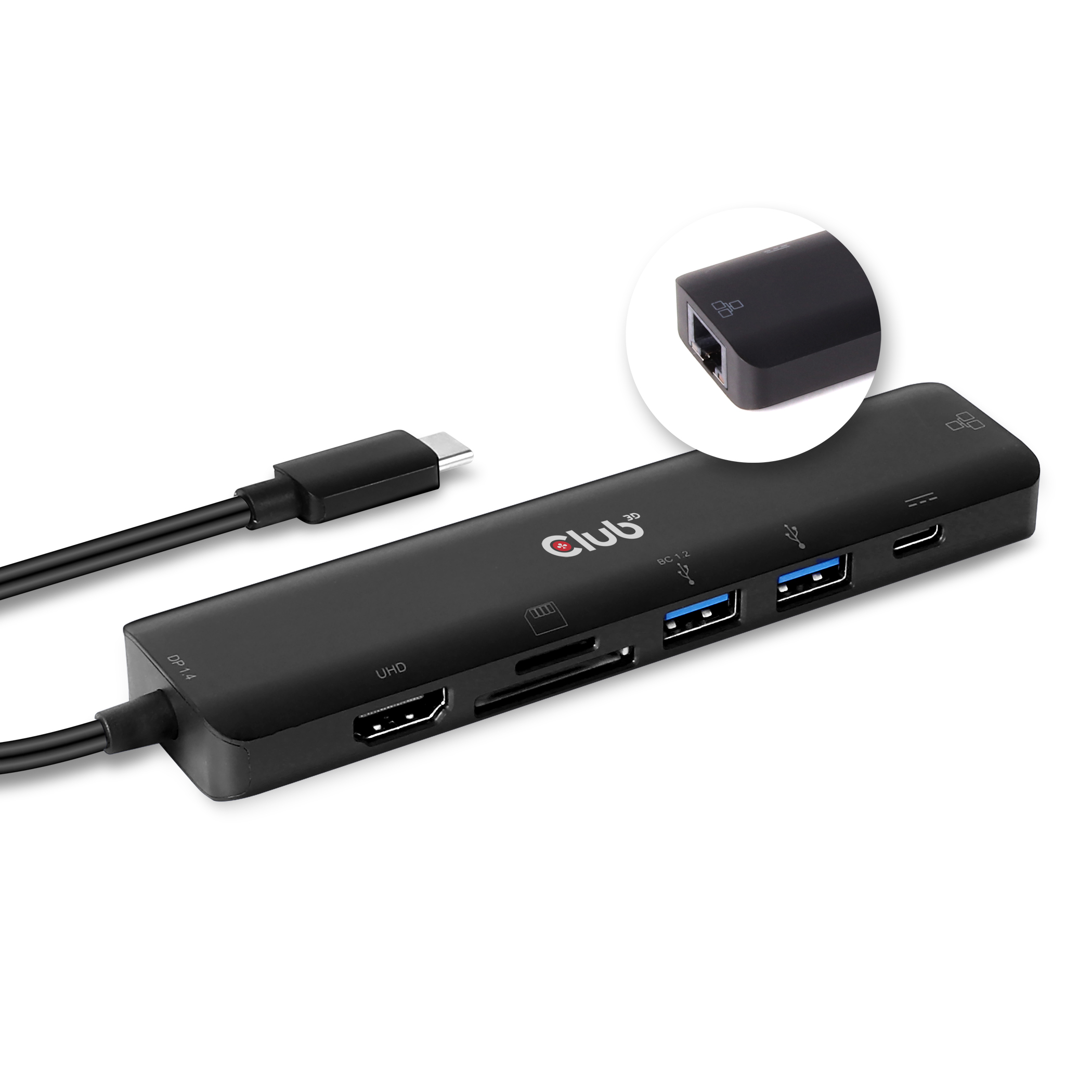 Image of CLUB3D USB type C 7in1 Hub HDMI 4K60Hz SD TF Card slot 2x USB Type...