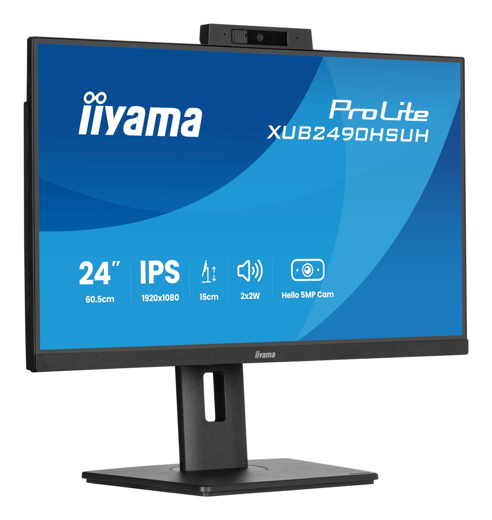iiyama 24’’ IPS monitor with a built-in Windows Hello camera and microphone