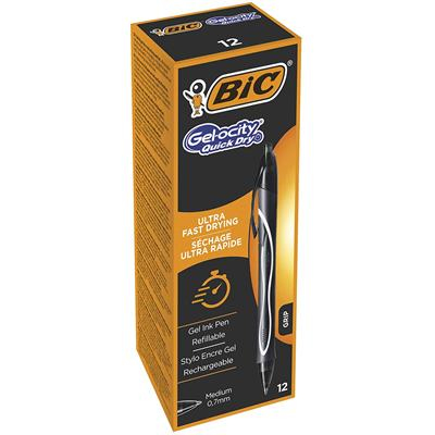 Photos - Pen BIC Gel-ocity Quick Dry Black Clip-on retractable ballpoint  Medium 949 